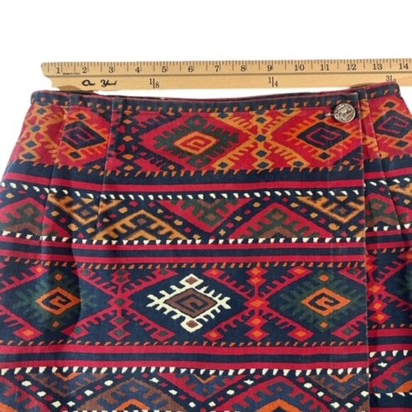Vintage Cambridge Dry Goods Red Aztec Tribal Print Wrap Skirt | Size 8/10 | EUC - Picture 4 of 9